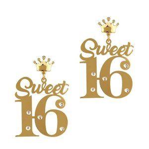 Sweet 16 Birthday Filigree Earrings, Festive Celebration Jewelry